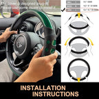 PINCTROT Large Size Race Grip Steering Wheel Cover, Anti-Slip Silicone Perforated Design with Soft Touch Padding, Enhanced Grip for Sporty Driving 15.5-15.75 Inch (Racing Green)