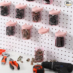 Unittype 20 Set Pegboard Organizer Accessories Peg Boards Jars with Lids Plastic Pegboards Bins Storage Containers Clear Peg 