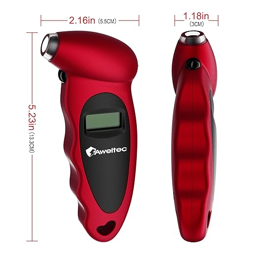 Digital Tire Pressure Gauge 2 Pack,Accurate Air Tire Gauge with Backlit LCD and Non-Slip Grip,Max 150 PSI, 4 Units Settings for Car Truck Motorcycle Bicycle,Red