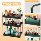 Bathroom Countertop Organizer, 3 Tier Metal Vanity Counter Skincare Shelf, Matte Black Under Sink Standing Rack With Acrylic 