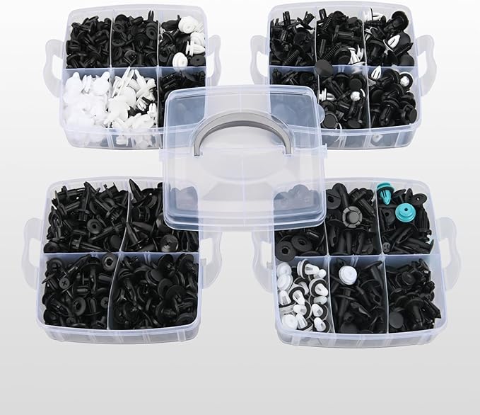 GOOACC 1115Pcs Car Push Retainer Clips & Auto Fasteners Assortment -32 Most Popular Sizes Nylon Bumper Fender Rivets with 10 