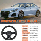GIANT PANDA Steering Wheel Cover for Nissan Altima Rogue - Car Steering Wheel Cover for Nissan D Shape(Gray-D-Shaped)