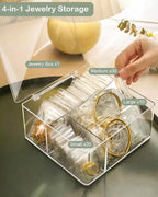 2 Pack 4 In 1 Acrylic Jewelry Organizers and Storage with 120 Portable Anti Tarnish Jewelry Bags, Clear Jewelry Box Organizer