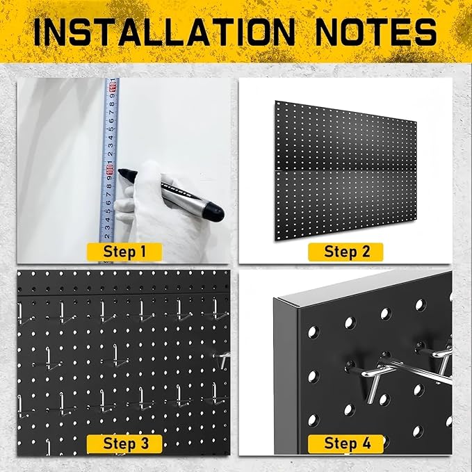 100PCS Metal Pegboard Wall Organizer, 30×60cm Pegboard Panels Tool Organizer Kit, Peg Board Utility Tool Storage for Garage W
