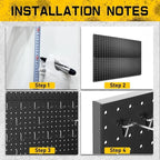 100PCS Metal Pegboard Wall Organizer, 30×60cm Pegboard Panels Tool Organizer Kit, Peg Board Utility Tool Storage for Garage W