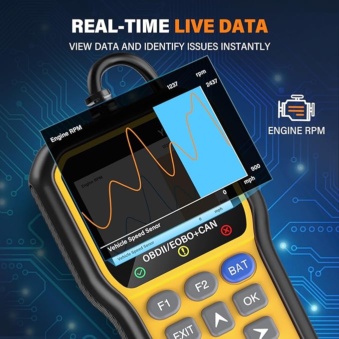BluSon YM319 OBD2 Scanner Diagnostic Tool with Battery Tester, Check Engine Fault Code Reader with Live Data, Cloud Printing,