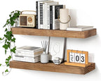 Floating Wall Shelves 24x6.8x1.7 Inch – Solid Wood Rustic Shelves in Dark Oak Finish – Wall Mounted Display Shelf for Bathroo