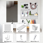 Wall Organizer Pegboard Kit, Wall Control Peg Board with 18 Pcs Accessories, 4 Pack Plastic Wall Mount Display Storage Panels