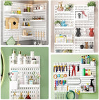Pegboard Wall Organizer, Wall Mounted Storage Set with 2 Pegboards & 13 Accessories, 23.6" x 11.81" White Peg Board Organizer