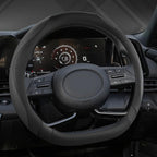 West Llama Flat Bottom Car Steering Wheel Cover for Hyundai,D Shaped Steering Wheel Cover for Tucson,Sonata,Elantra,Santa Fe,