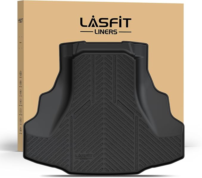 LASFIT Trunk Mat for Honda Accord 2012 2011 2010 2009 2008, All Weather TPE Custom Fit Pet Friendly Easy Clean Trunk Liner Cargo Mat Cargo Liner Accessories, Black