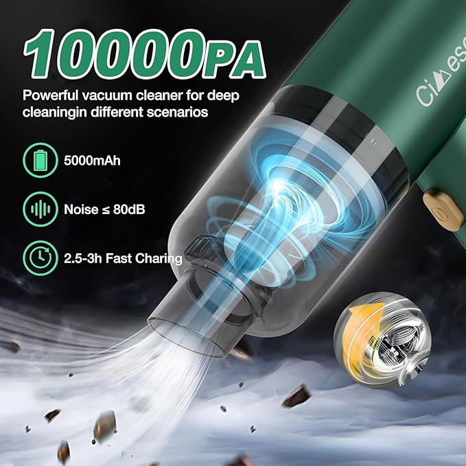 Car Vacuum Portable 4 in 1 Vacuum Cleaner 12000Pa Mini Handheld Vacuum Cordless Rechargeable 120W High Power Vacuum Cleaner &