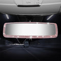 Bling Rhinestone Car Rear View Mirror - Crystal Diamond Decor for Women - Stylish Automotive Interior Accessory (Pink)
