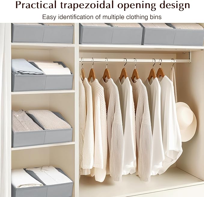Homsorout Closet Organizers and Storage Bins - 4 Pack Collapsible Divided Trapezoidal Cube Storage Bins Baskets For Organizin