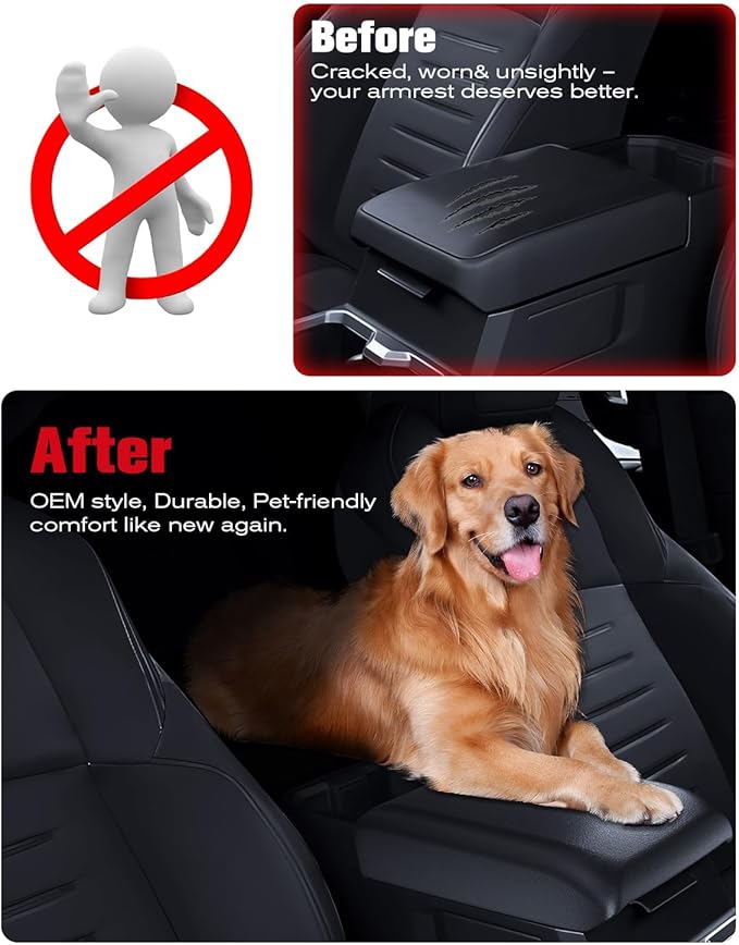 for 2024~2026 Toyota Tacoma (4th Gen Tacoma) 2-in-1 Silicone Center Console Armrest Cover& Armrest Hidden Privacy Tray - [OEM Design& Friendly Liquid Silicone Rubber] - Thin Black