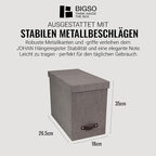 Bigso Box of Sweden File Organiser Storage with Stylish Leather Handle - Scandinavian Look Organiser Box Including 8 Hanging 