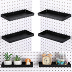 Blulu 4 Pcs Pegboard Shelves, 10 x 4 Inch Metal Heavy Duty Wall Mounted Pegboard Shelf Tray Accessories with Lip for Craft Ro