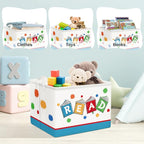 Clastyle Collapsible Back to School Reading Book Storage Basket Dr Quotes Book Organizer for Nursery Room Classroom Library R