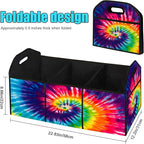 TieDye Car Trunk Organizer Storage Box Collapsible Non-Slip Automotive Organizer Vehicle Organization