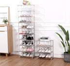 Jucaifu Stackable Small Shoe Rack, Entryway, Hallway and Closet Space Saving Storage and Organization (10-Tier, Pink)