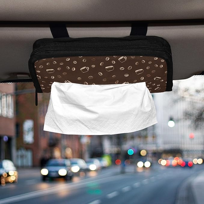 Car Tissue Holder Car Visor Organizer Tissue Box Holder for Car Sun Visor Organizer with Car Vehicle Accessories Essentials Interior for Women Men Brown Coffee Mug Bean