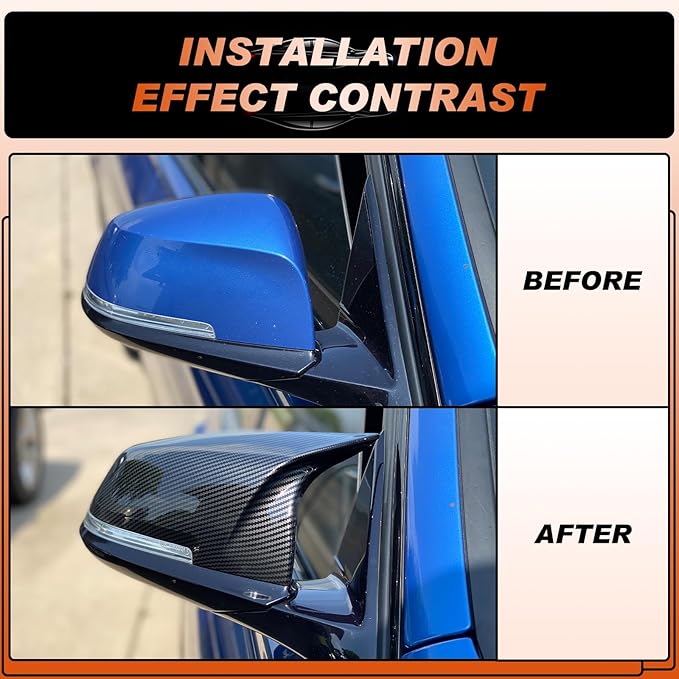 ACLONG Carbon Fiber Mirror Cover Caps Rearview Side Mirror Covers Compatible with BMW F20 F21 F22 F30 F31 F32 F36 F87 E84 GT 3GT X1 M2 M3-1Pair