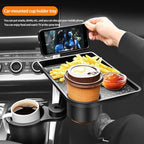 Vehicle-Mounted Multifunctional Water Cup Holder Tray Black Adjustable Cup Holder Dining Plate Expandable Bracket Storage Spa