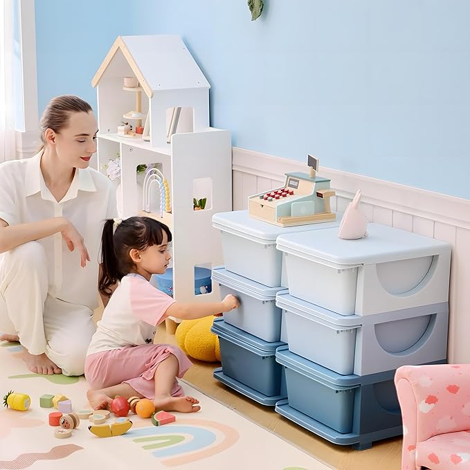 Qaba 3 Tier Kids Storage Unit, Toy Organizers and Storage with 6 Drawer Chest for Kids Bedroom Nursery Kindergarten Living Ro