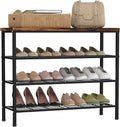 4-Tier Metal Shoe Rack with Wood Top - Durable & Space-Saving Shoe Organizer,Industrial Shoe Organizer Shelf Bench Storagefor