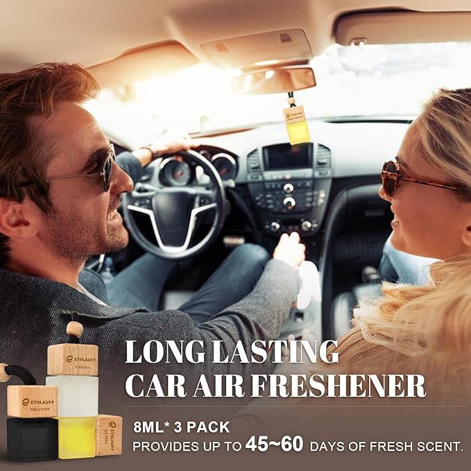 Car Air Freshener Hanging 3 Pack, Air Fresheners Diffuser - Leather, Cologne, Sweet Tobacco Fragrance Oil Air Diffuser for Me