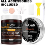 12oz Leather Recoloring Balm & 3.4oz Mink Oil Leather Conditioner kit,Medium Brown Leather Color Repair Kits for Couches, Lea