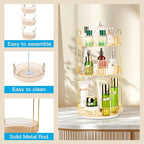 360 Rotating Makeup Organizer - Large Capacity Spinning Perfume & Cosmetic Skincare Holder for Vanity & Countertop (Vibrant O