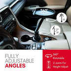 Macally Cup Holder Tray for Car - Adjustable Car Tray Table - Perfect Car Food Tray for Eating with Phone Slot and Swivel Arm - Car Organizer