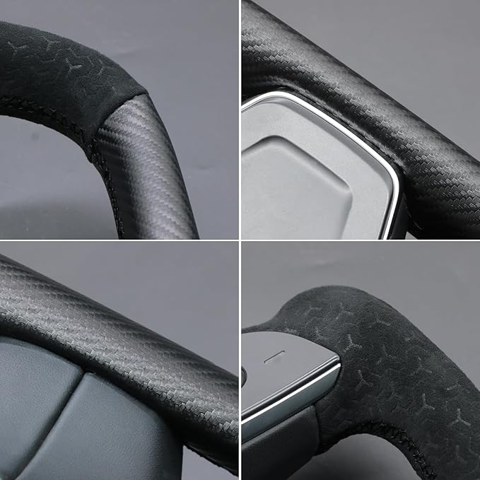 MEWANT Hand Stitched Tesla Model S Yoke Steering Wheel Cover Wrap for Tesla Model S 2021-2023 / Model X 2021-2023 Tesla Yoke Steering Wheel Accessories