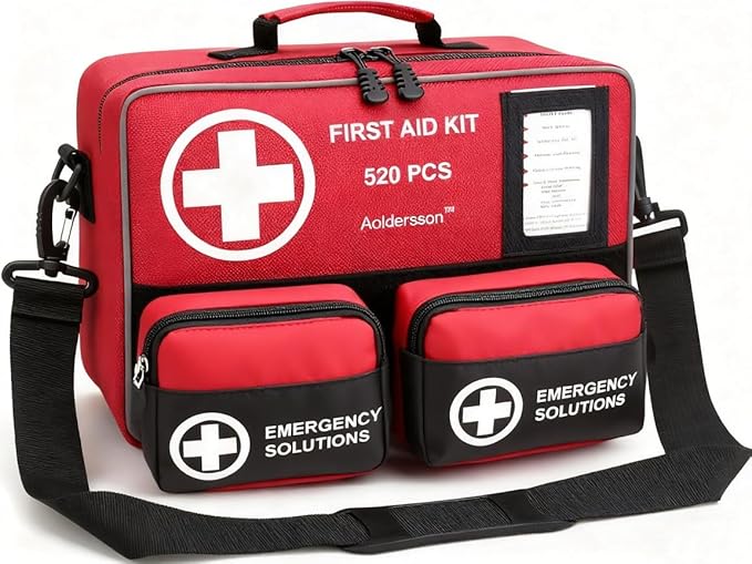 520 Piece Large First Aid Kit – Emergency Survival Kit for Car, Home, Camping, and Travel – Compact Medical Kit for Roadside 
