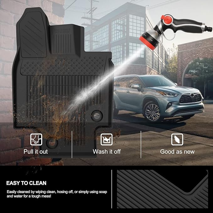 KIWI MASTER Floor Mats for 2020-2026 Toyota Highlander, OEM Replacement PT908-48200-20, Custom Fit All Weather Car Mats, Heavy Duty TPE Floor Liners, 1st & 2nd & 3rd 3 Row, Black