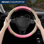 Road Comforts Car Steering Wheel Cover - Microfiber Leather Steering Wheel Wrap Sports 14.5-15 Inch Steering Wheel Cover Non-