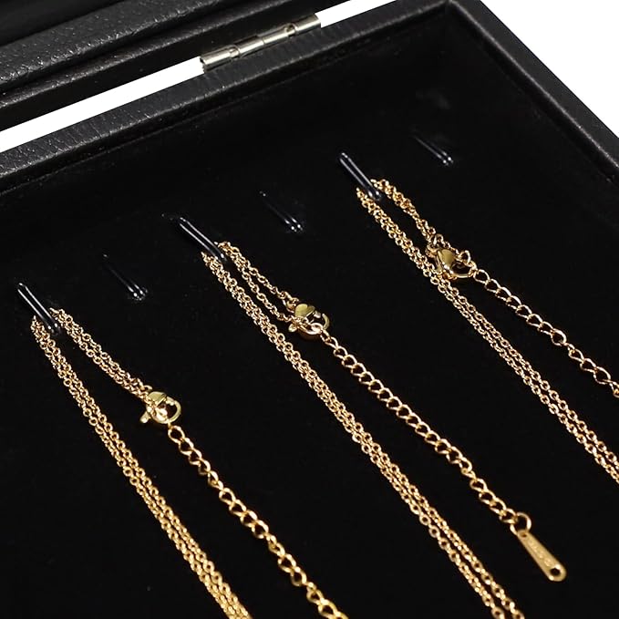 Wudygirl Necklace Organizer 20 Hooks Jewelry Organizer Jewelry Display Stackable Glass Top Lockable Black Velvet Boxes(Neckla