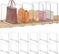 Purse Organizer for Closet Shelf Dividers: 8" Tall X 12" Deep, Acrylic Clear Closet Shelf Divider, Bag Storage for Clothes Sw