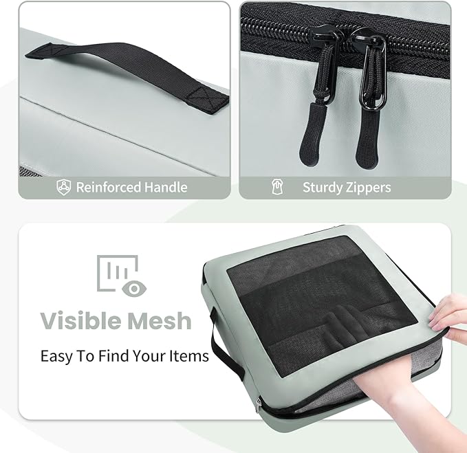 Mesh Packing Cubes for Travel, Durable Luggage Organizer with Sturdy Material and Double Zippers, Comprehensive Set for Trave