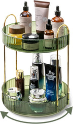 Asayuee 360 Rotating Makeup Organizer for Vanity,2 Tier Large Capacity Skincare Organizers,Bathroom Counter Organizer, Spinni