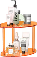 Sezanrpt 2 Tier Countertop Corner Organizer Shelf 7x7x8 Inch, Orange Acrylic Bathroom Corner Shelf for Countertop, Vanity Sto