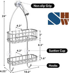 Simple Houseware Bathroom Hanging Shower Head Caddy Organizer, Chrome (22 x 10.2 x 4.2 inches)