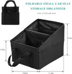 Car Seat Organizer, Collapsible Passenger Seat Organizer with Detachable Divider & Handle, Multiple-Pocket Car Storage Organization for Console Floor Front or Back Seats (Black)
