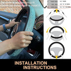 PINCTROT Large Size Bling Comfy Steering Wheel Cover with Jumbo Crystal Rhinestones, Anti-Slip Diamond Leather, 15.5-15.75 Inch (Sky Blue)