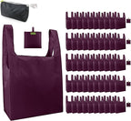 BeeGreen Burgundy Reusable Grocery Bags Wine Red Reusable Kitchen Bags Bulk Foldable-Machine Washable with Zipper Storage Pouch 50 Packs