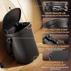 Trash Can for Car Garbage: Leakproof Silicone Car Waste Bin w/Lid for Drivers and Passengers; 2 Gallon Garbage Container for Vehicle, Sedan, SUV, Van, MPV & Truck (Black)