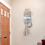 BTY Mail Sorter Wall Mounted, Wooden Mail Holder with 4 Key Hooks, 2 Slot Letter Bills Newspaper Magazine Organizer for Entry