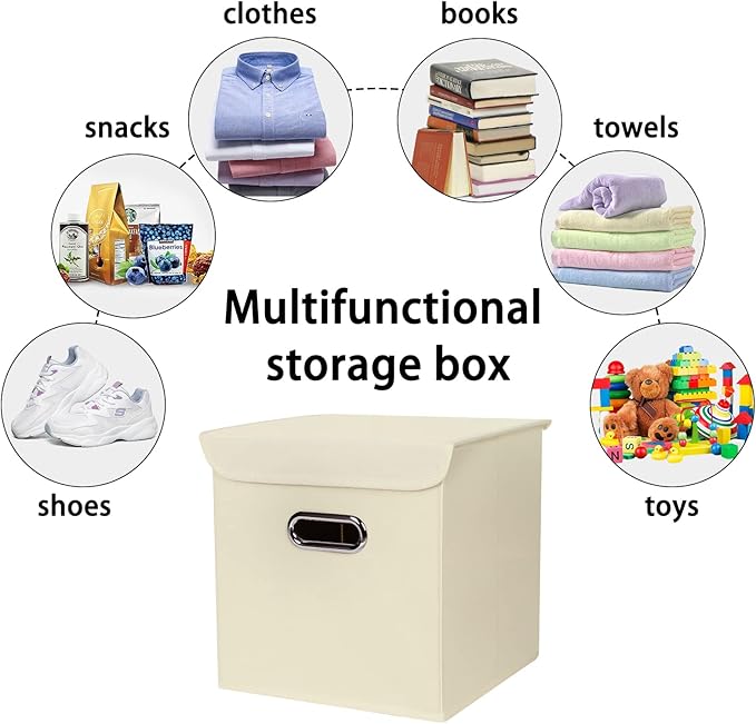 Closet Organizers Fabric Storage Bins With Lids Collapsible Cube Storage Organizer Basket With Handles,Storage Boxes for Clot