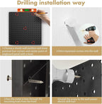 FZK Peg Board, Black Pegboard 4pcs and 46 Pegboard Hooks with Strong Ribs Back Holds up for 200Ib, Peg Board Organizer for Wa